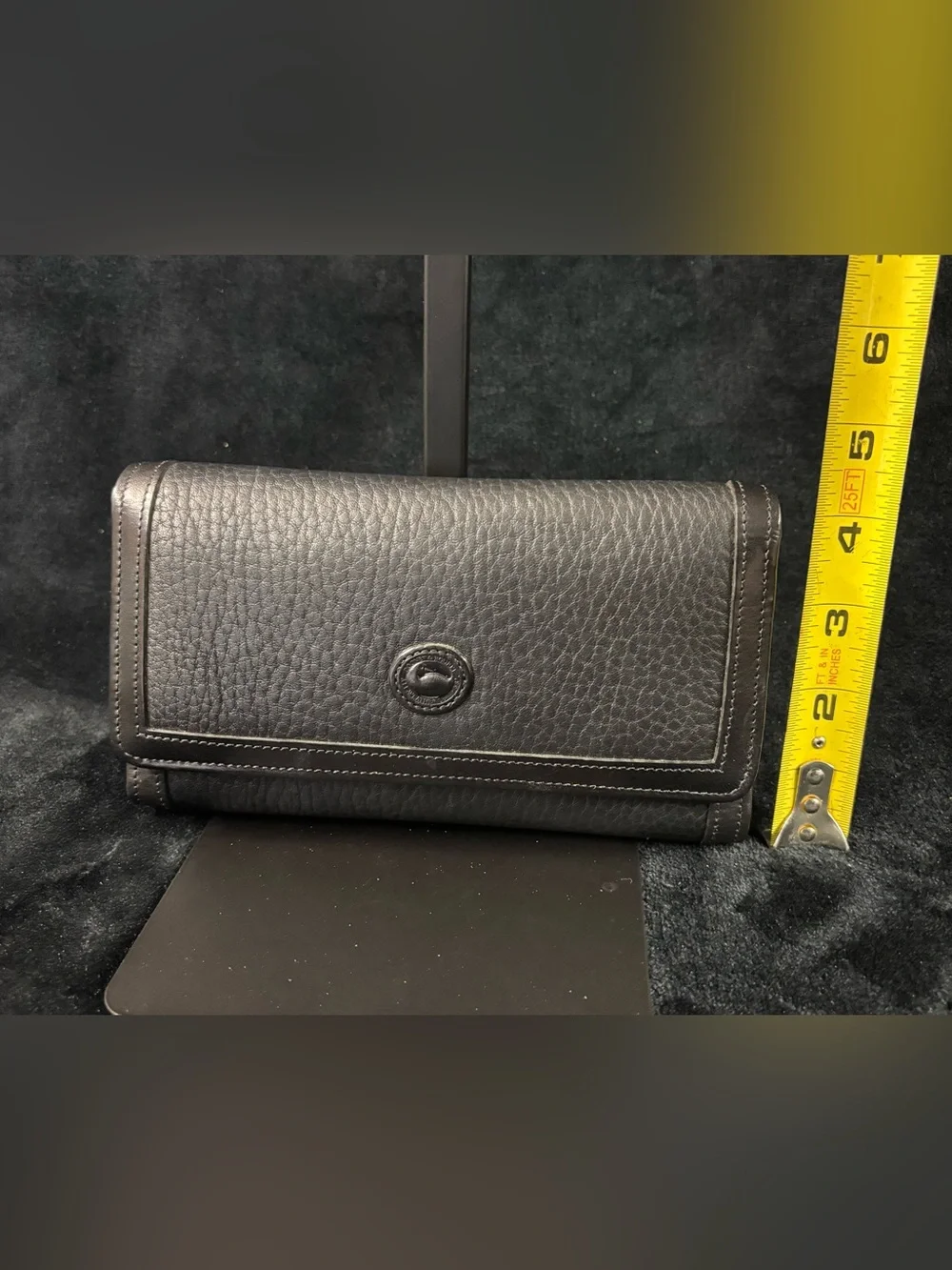 Vintage Dooney & Bourke Black All Weather Leather Wallet Gold Pen